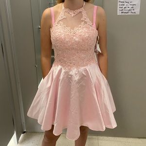 High Neck Beaded Homecoming/Prom Dress
